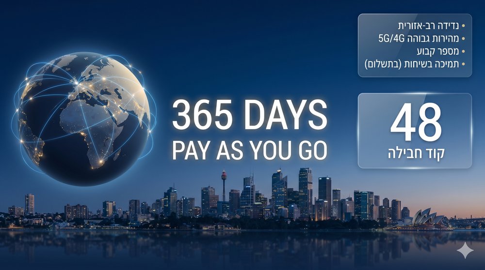 חבילת גלישה לחול Europe PLUS — Pay As You Go / 365 ימים