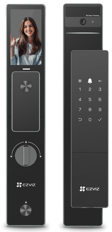 מנעול חכם EZVIZ CS-DL50FVS — זיהוי פנים, מצלמת דלת, מסך 4 אינץ׳