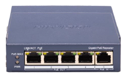 מפצל POE 1 כניסה גיגה + 4 יציאות גיגה PoE Hikvision | DS-3E0505P-E/R